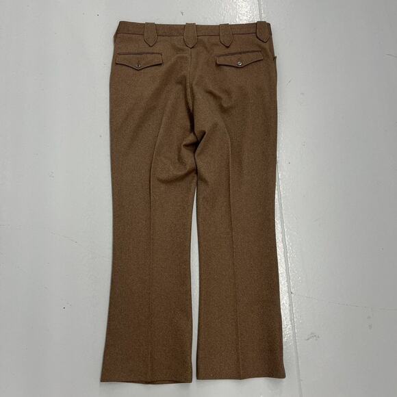 Vintage 60s Western Wear Brown Bell Bottom Trousers 38x30 - Picture 2 of 4